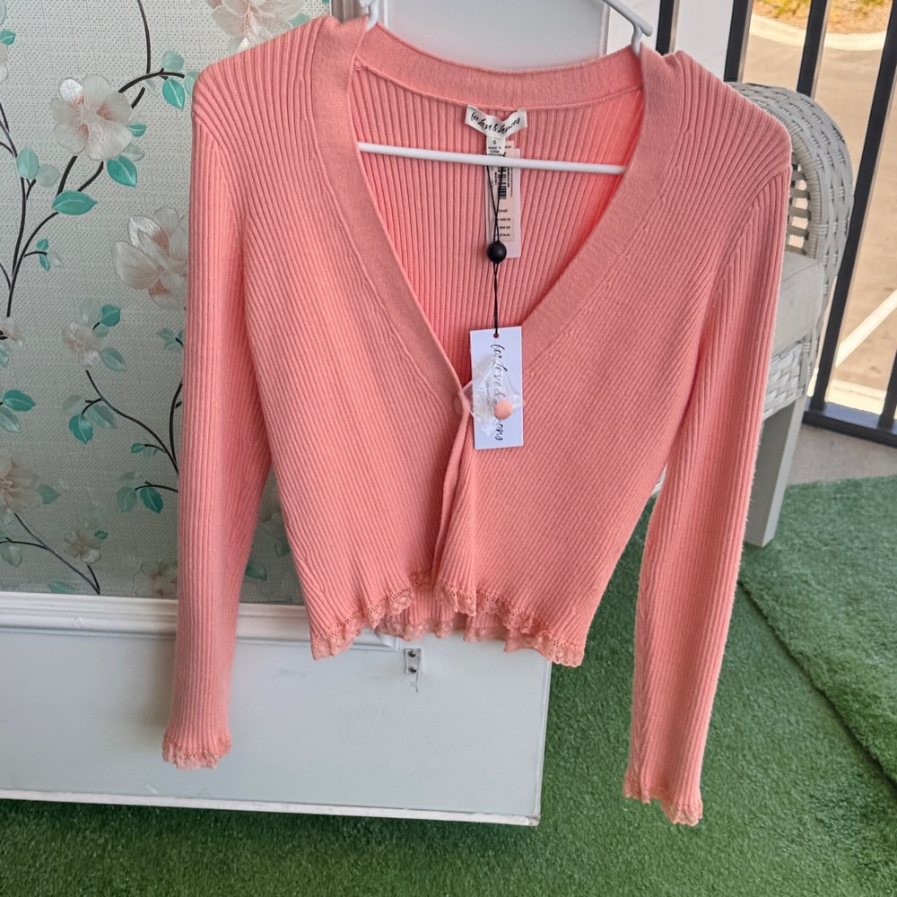 For Love And Lemons Coral Long Sleeve Top